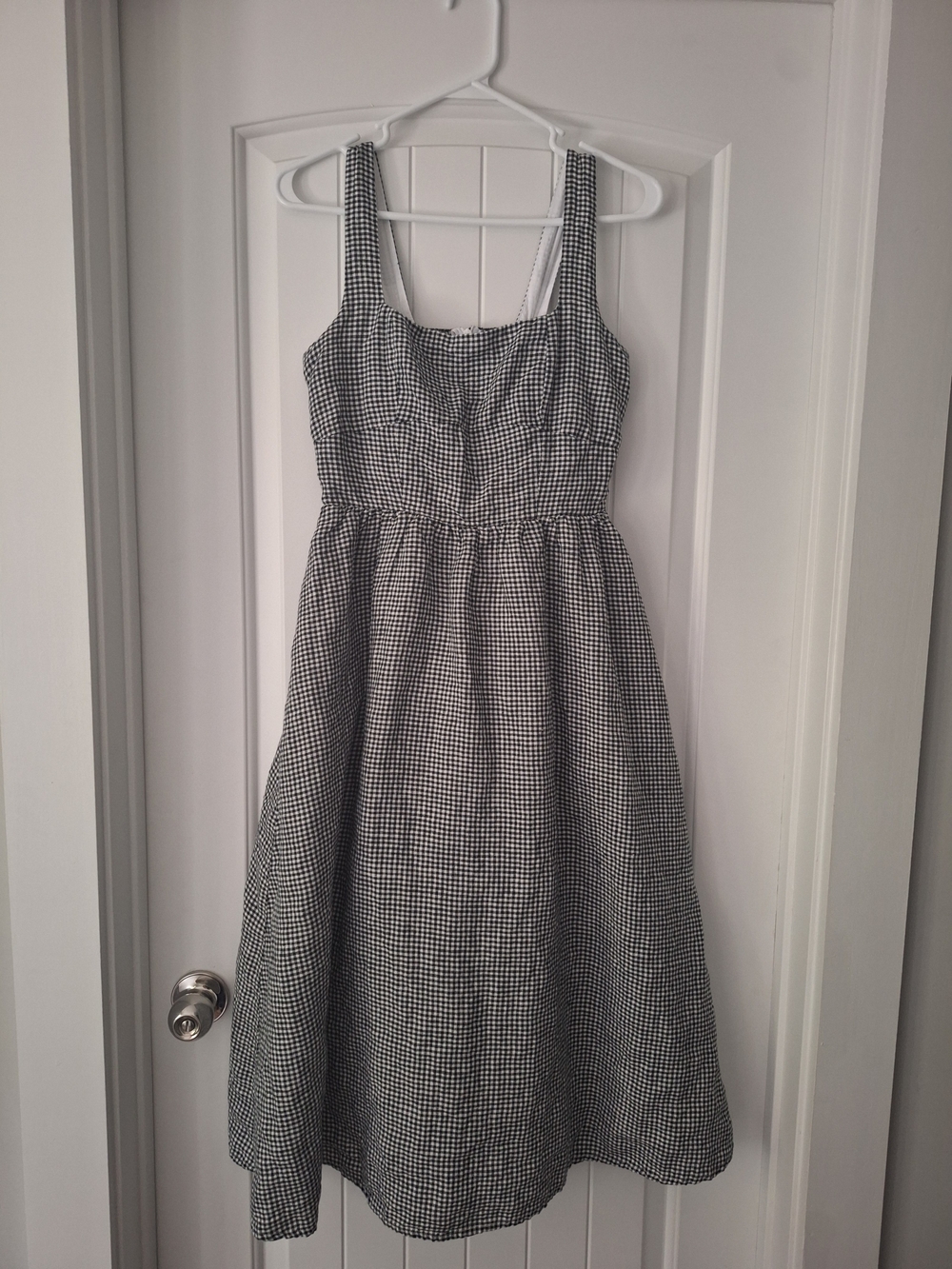 Quince Black & White Gingham Midi Dress